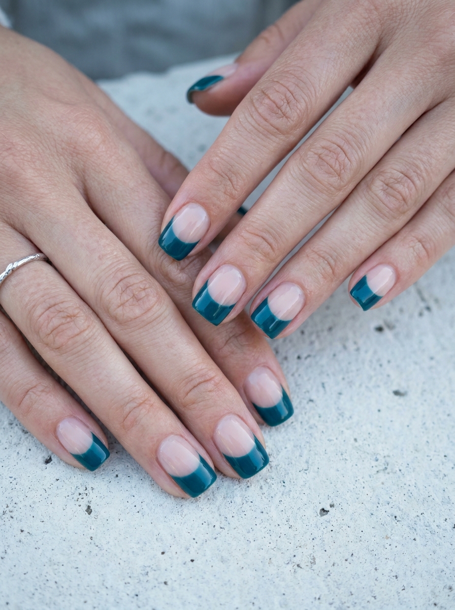 Teal Negative-Space Nails